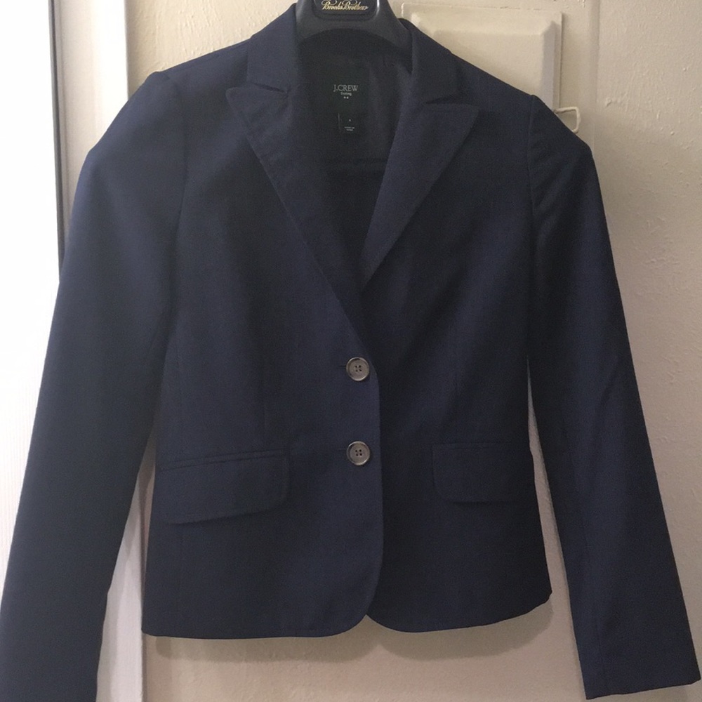 Navy pinstripe suiting blazer